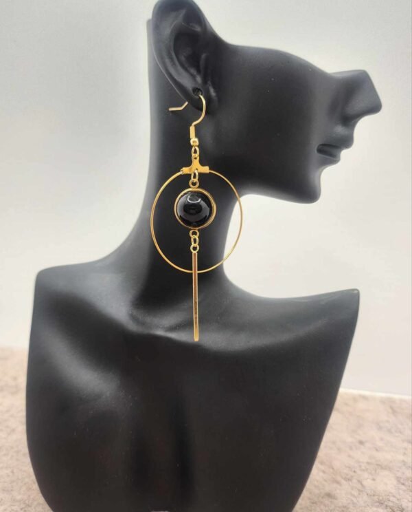 paire de boucles d'oreilles créole agate noire