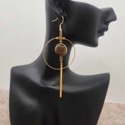 boucles d’oreilles créole en œil de tigre paire de boucles d'oreilles créole en œil de tigre