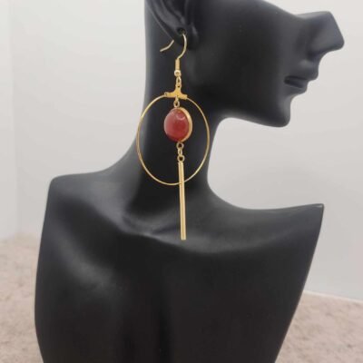 boucles d’oreilles créole cornaline paire de boucles d'oreilles créole cornaline