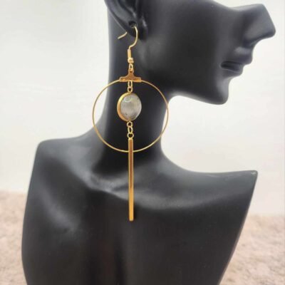 boucles d’oreilles créole Labradorite paire de boucles d'oreilles créole Labradorite