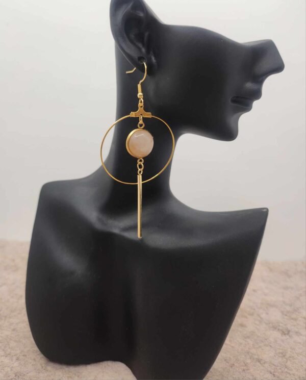 paire de boucles d'oreilles créole en quartz rose