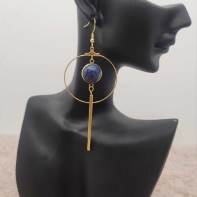 boucles d’oreilles créole en Lapis lazuli paire de boucles d'oreilles créole en Lapis lazuli