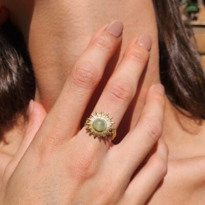 bague soleil en acier inoxydable et avec une Aventurine