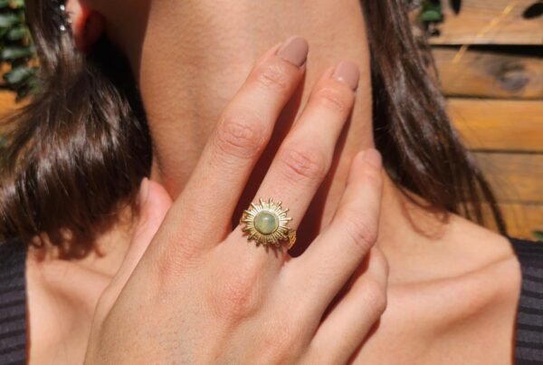 bague soleil en acier inoxydable et avec une Aventurine