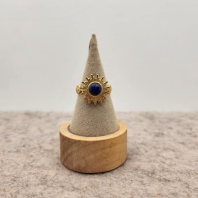 bague soleil en acier inoxydable et avec un Lapis lazuli