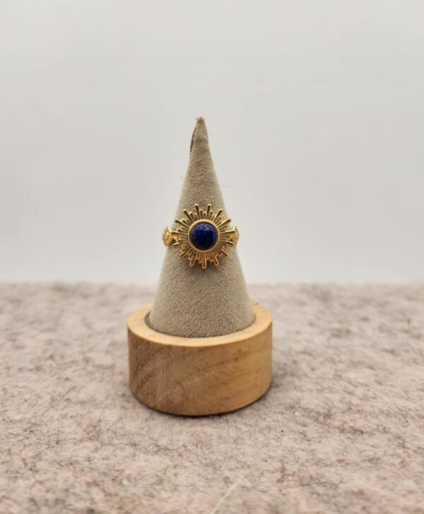 bague soleil en acier inoxydable et avec un Lapis lazuli