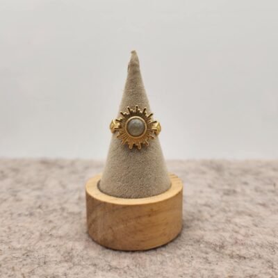 bague soleil en acier inoxydable et avec une Labradorite