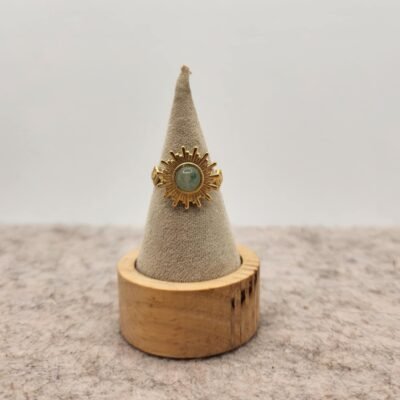 bague soleil en acier inoxydable et avec une Aventurine