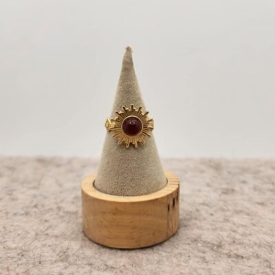 bague soleil en acier inoxydable et avec une Cornaline