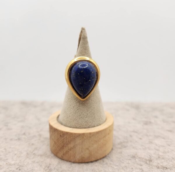 bague larme en acier inoxydable et avec un Lapis lazuli