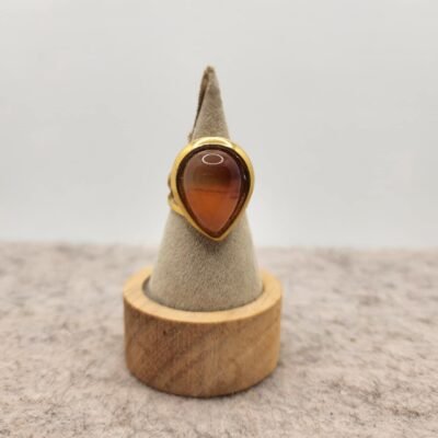 bague larme en acier inoxydable et avec une Cornaline