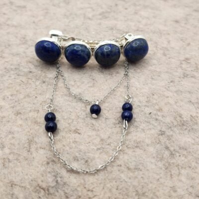 Barrette Chaine Argentée en Lapis lazuli