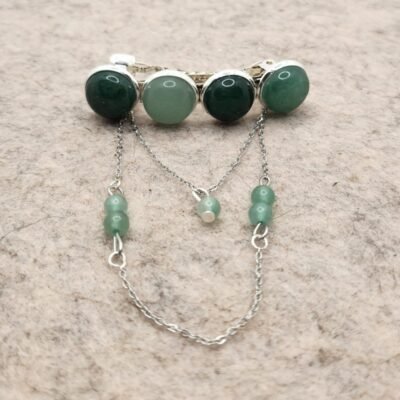 Barrette Chaine Argentée en Aventurine