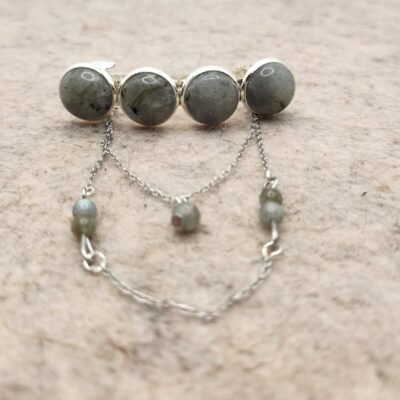 Barrette Chaine argentée en Labradorite