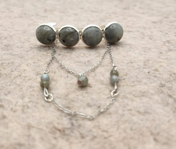 Barrette Chaine argentée en Labradorite