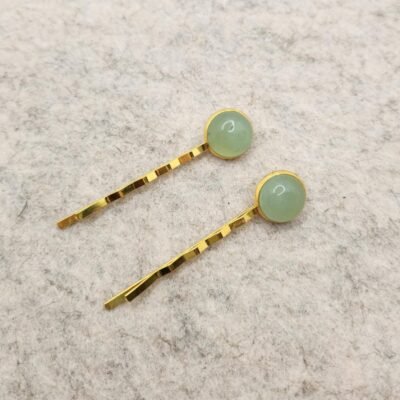 Barrettes Doubles dorées en Aventurine