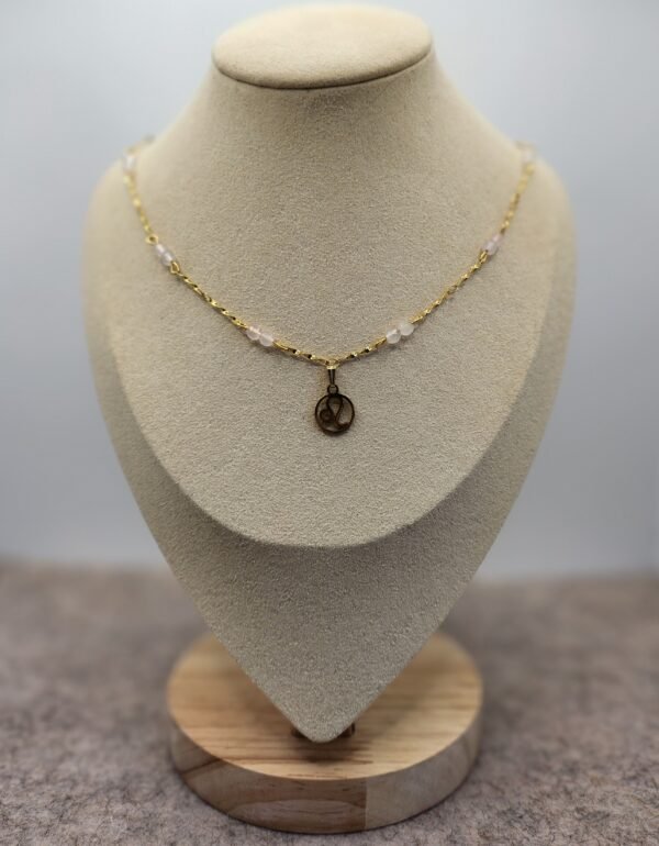 Collier Astro Lion en Quartz rose